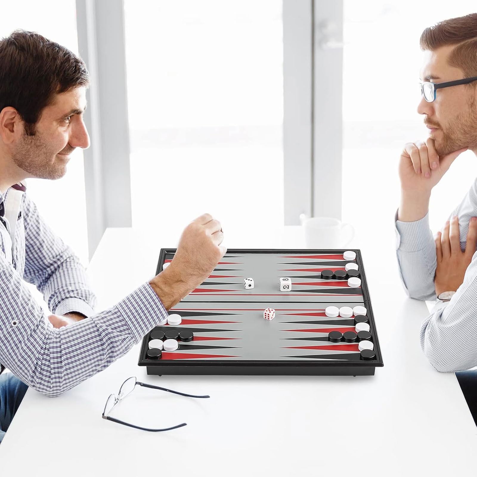 schachspiel Magnetisches Backgammon-Set, faltbares Reisebrettspiel for Erwachsene und Kinder, tragbar for Picknicks im Auto, zu Hause und im Freien(25 * 25 * 2cm)