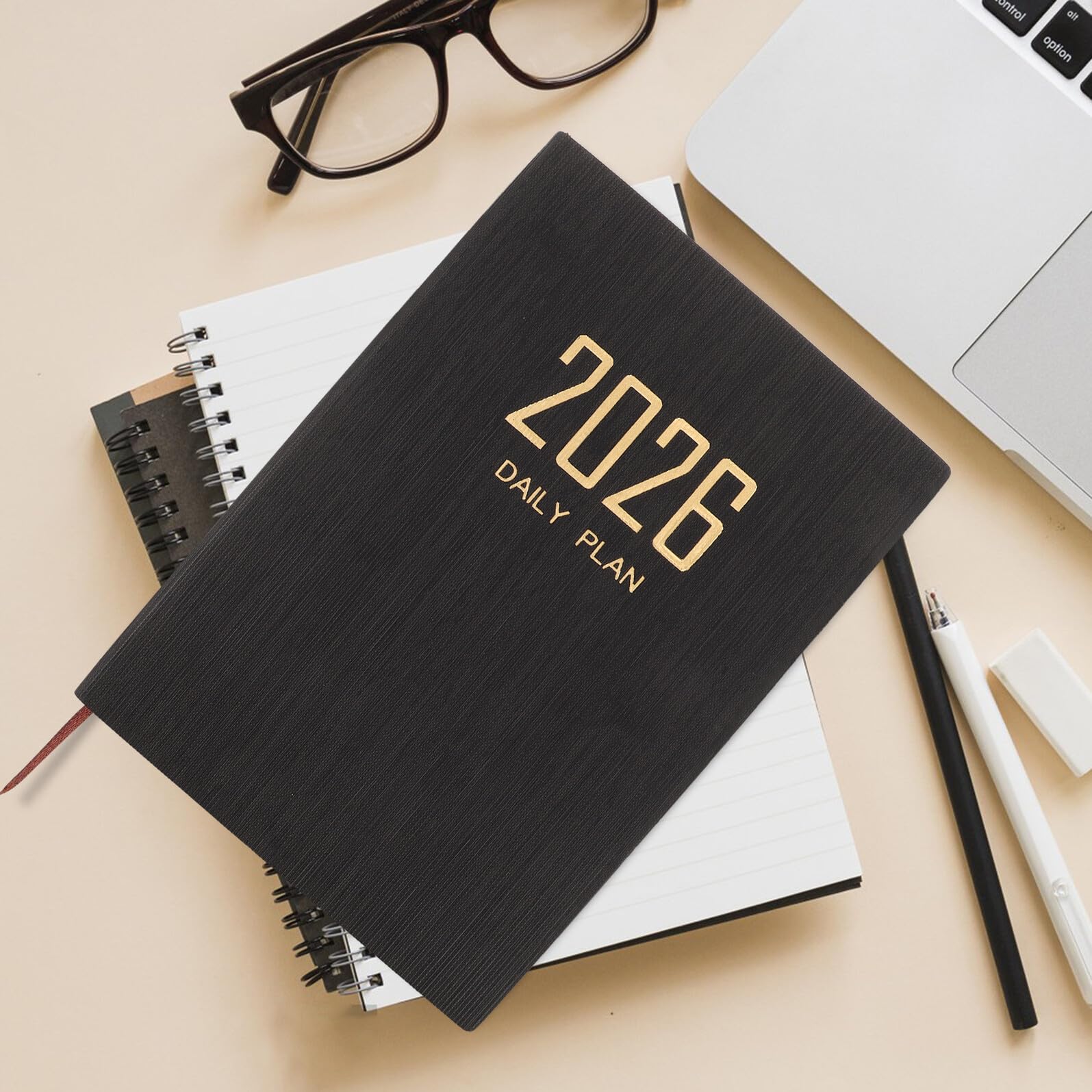 4 Piezas Planificador Semanal con Cubierta de PU Elegante Cuaderno Diario y Semanal Minimalista Portátil para Gestión de Personal y Profesional