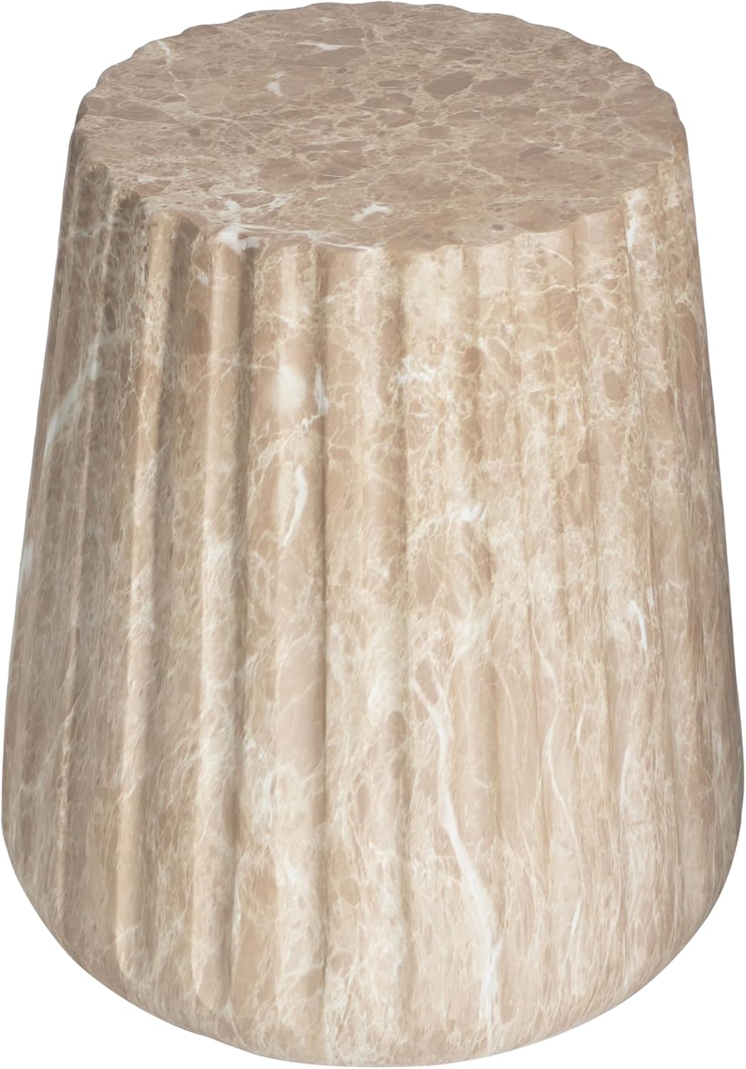 Christopher Knight Home Jayme 18.25" H Lightweight Concrete End Table, Outdoor Side Table, Carved Garden Stool, Chair Side Desk, Patio Decorative Home Stool for Balcony Poolside Backyard, Gold