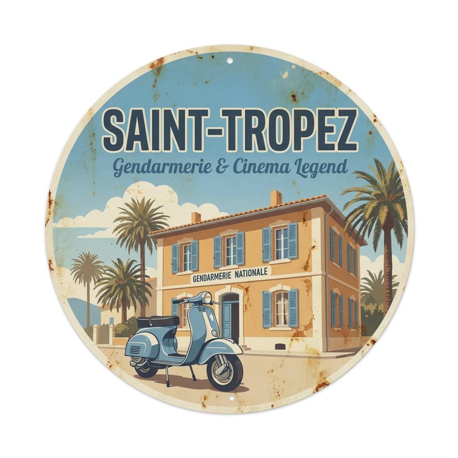 Police Museum Cinema Facade Saint Tropez Riviera Travel Metal Tin Sign