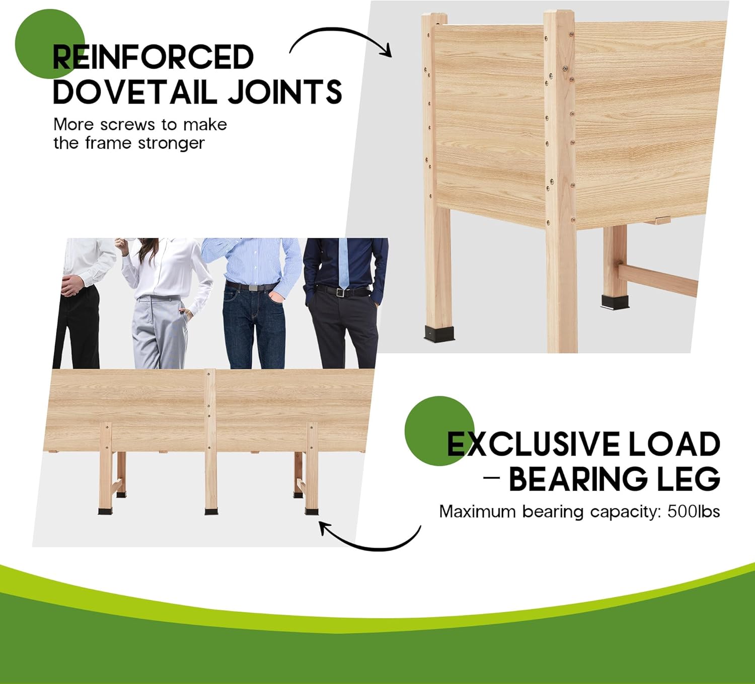 SPECRAFT 7x2 Ft Wooden Raised Garden Bed with Legs - 15 Inch Deepth Elevated Planter Box for Deep-Rooted Plants, Ideal for Patio, Easy Assembly