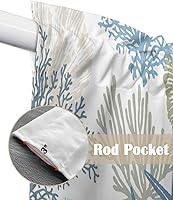 Vista 6 de Cenefas de cortina náuticas costeras coralinas cortas para ventanas pequeñas, temática de playa, cortinas para cocina, dormitorio, sala de estar, 72