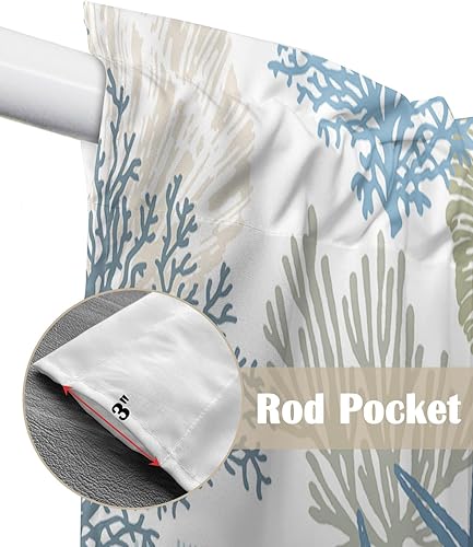 Miniatura 6 de Cenefas de cortina náuticas costeras coralinas cortas para ventanas pequeñas, temática de playa, cortinas para cocina, dormitorio, sala de estar, 72