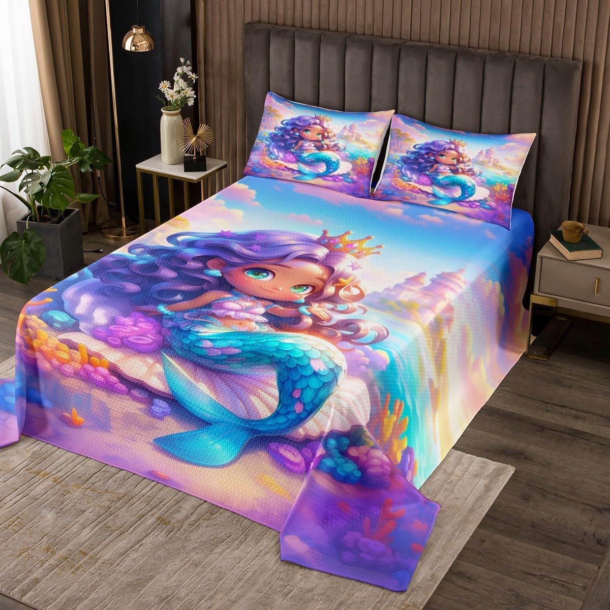 Carousel Bedding Set King Size,Dreamy Unicorn Animals Bedspread 3Pcs for Kids Girls Boys Teens Room Decor,Pink Butterfly Comforter Set Dreamy Princess Girly Quilt Coverlet,2 Pillowcases