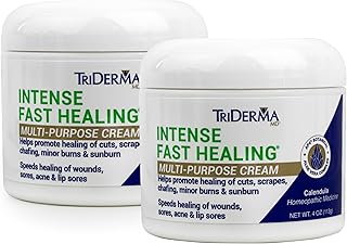 TriDerma Intense Fast Healing Cream, Decreases Healing Time for Minor Irritations, Rashes, Wounds, Cuts, Scrapes, Value Pack of 2-4 Ounce Jars