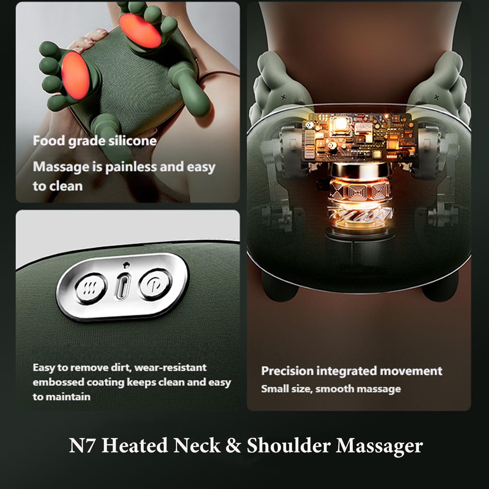 El masajeador de palma Thera para masaje de cuello y espalda cuenta con 3 modos de masaje, 2 funciones de calefacción y un diseño similar a la mano humana para una experiencia relajante sin igual.