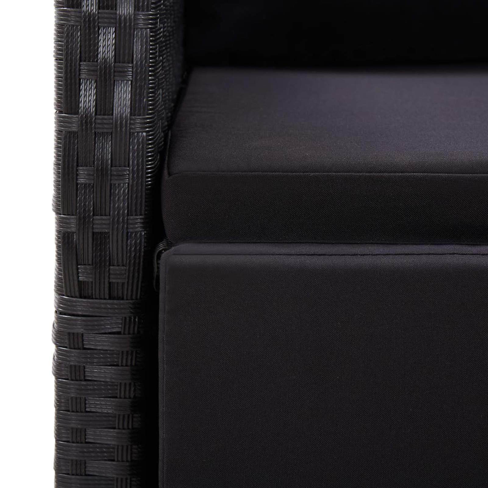 Tidyard Sedia da Giardino Reclinabile in Polyrattan Nero con Cuscini, Poltrona da Esterno Reclinabile in Rattan, 57x73x105 cm