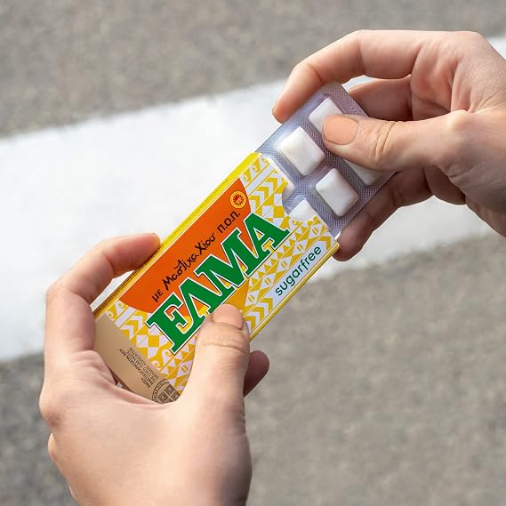 Supersmart - Mastic Gum Chewing Gum ELMA - Chios Greek Gum - Natural Oral Hygiene - Sugar Free - Menthol Taste with Xylitol | GMO & Gluten Free - 5x10 Gums
