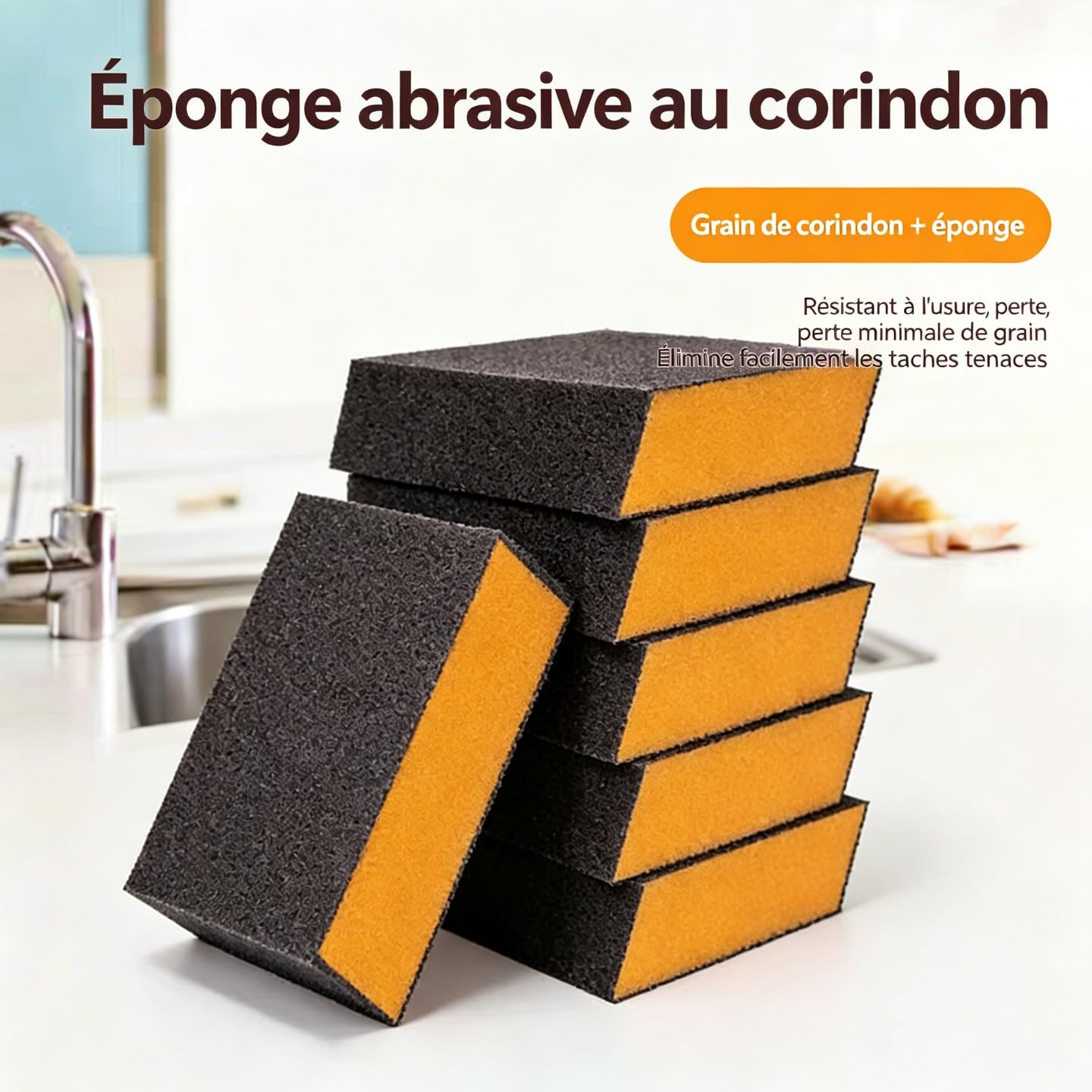 Éponge de Nettoyage Multisurface avec Face Abrasive – Accessoire Ménager pour Cuisine et Salle de Bain – Idéale pour Ustensiles，Éponge 20 pcs+Gants de Vaisselle