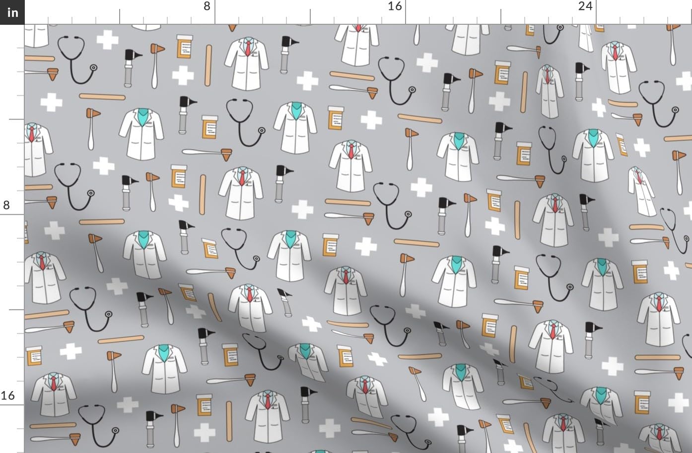 Spoonflower Fabric - Medical Doctor Match Day Medic Health Care Coat Fun Printed on Cotton Lawn Fabric by The Yard -