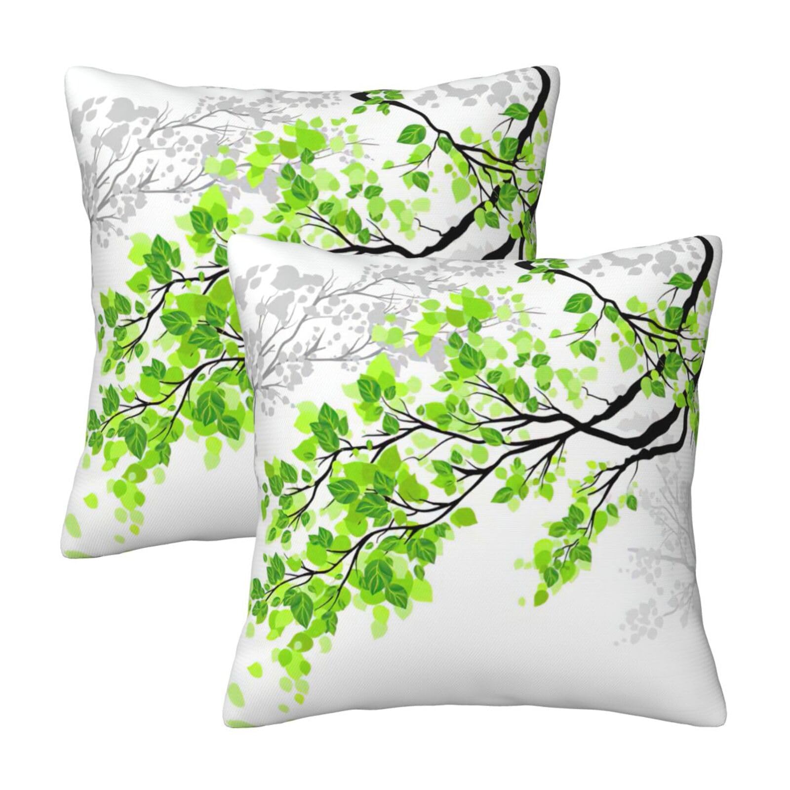 Kfjghhl Refreshing Leaves Throw Pillow Covers Decorative Farmhouse Couch Pillow Case 4 Sizes Square Cushion Pillcase