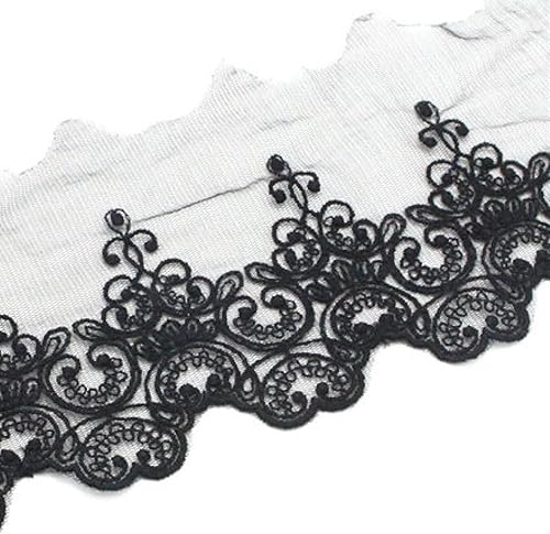 3 yardas de tela bordada, encaje negro y blanco, ribete de encaje, materiales de bricolaje, accesorios de ropa, manualidades, cinta, Navidad, boda,