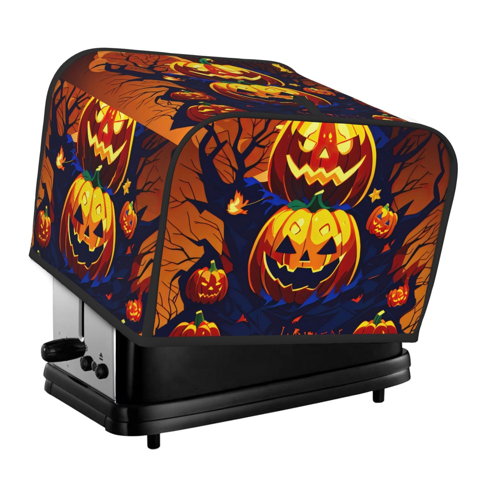 Halloween Pumpkin Print 4 Slice Toaster Cover Toasters Dustproof Heat Resistant Kitchen Appliance Protector