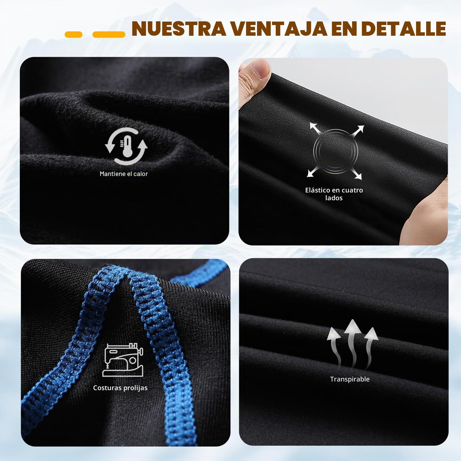 Ropa Interior Térmica Esqui Hombre para Running Montaña Ciclismo Fitness Invierno Otoño - Transpirable, Cálida y de Secado Rápido