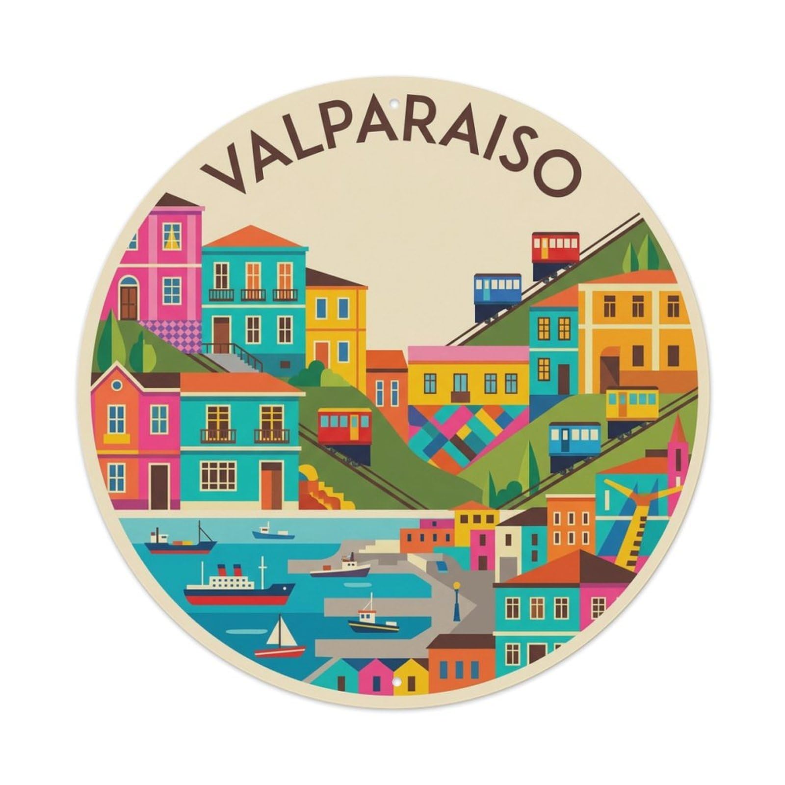 Travel Retro Chile Valparaiso Metal Tin Sign