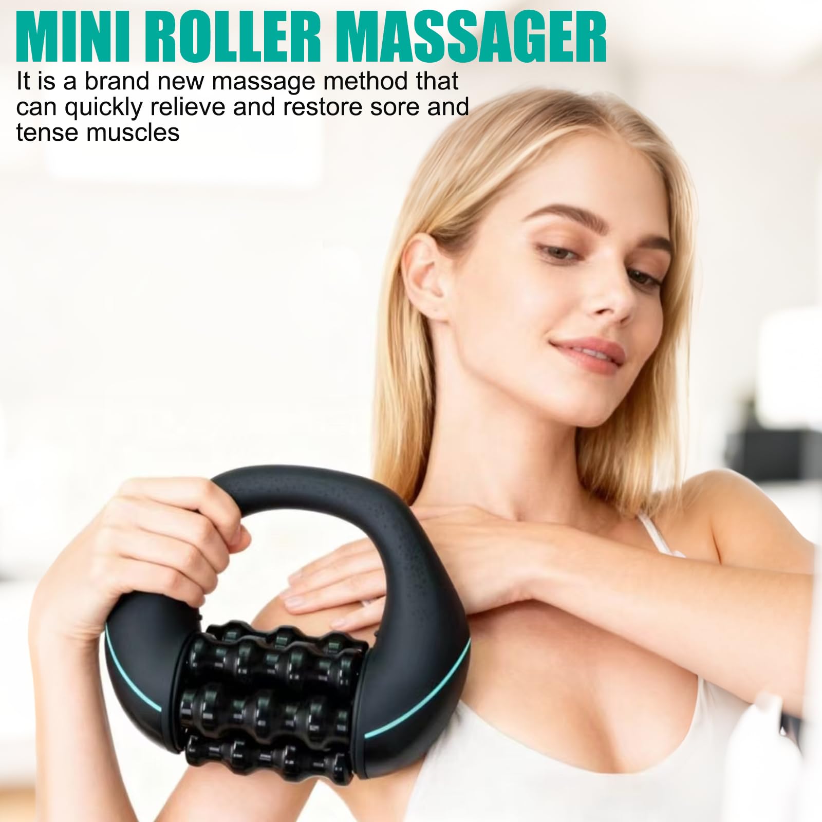Masajeador Eléctrico De Mano Con Ruedas, Rodillo Muscular De Percusión Con Ruedas De 3 Velocidades, Portátil Y Recargable, Alivia El Dolor Y Mejora La Circulación Sanguínea(1pc)