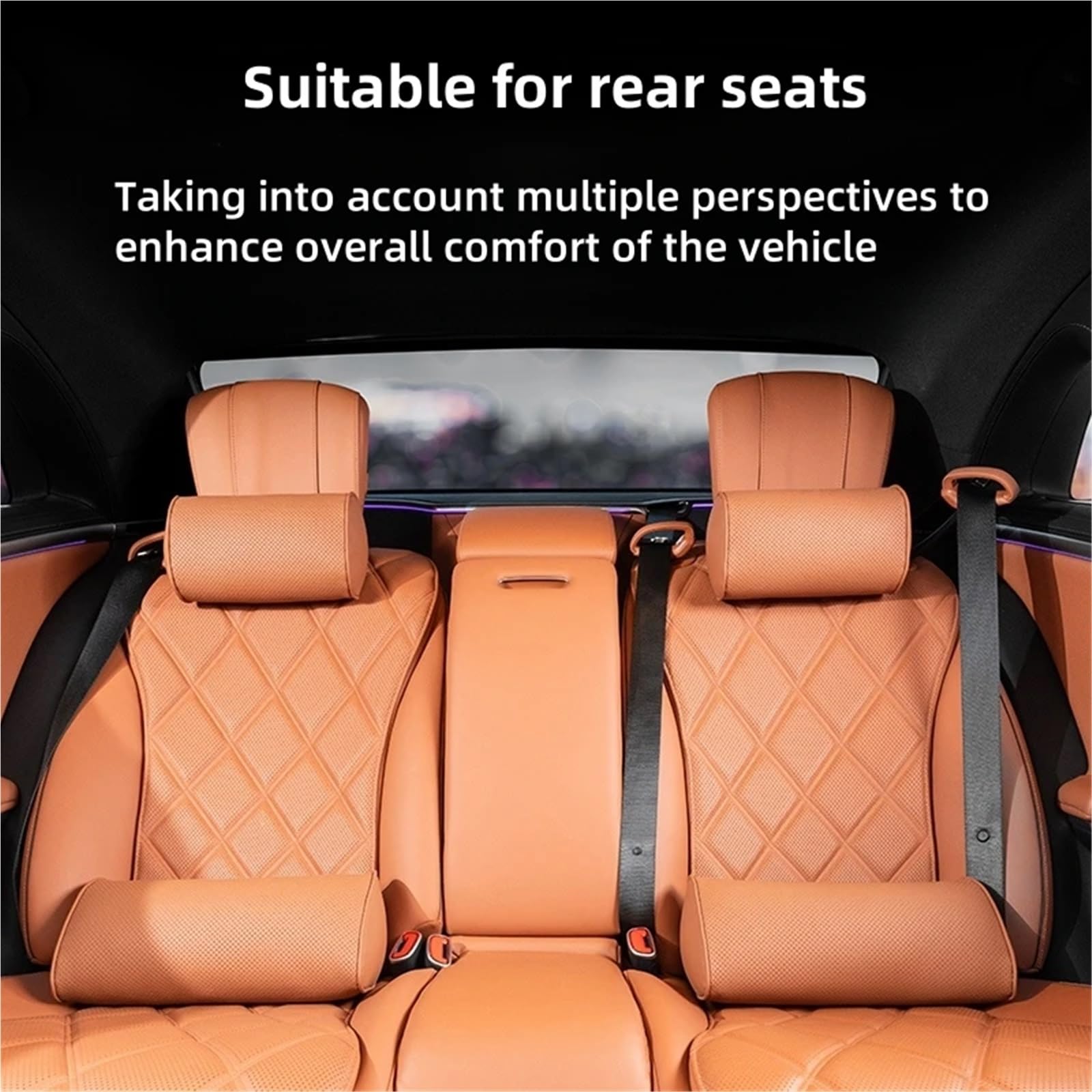 Headrest For Car Seat Reposacabezas y juego lumbar coche, almohada cuero para el cuello, almohada soporte para la cintura coche Anti-Fatigue Lumbar Cushion(Black Pillow)