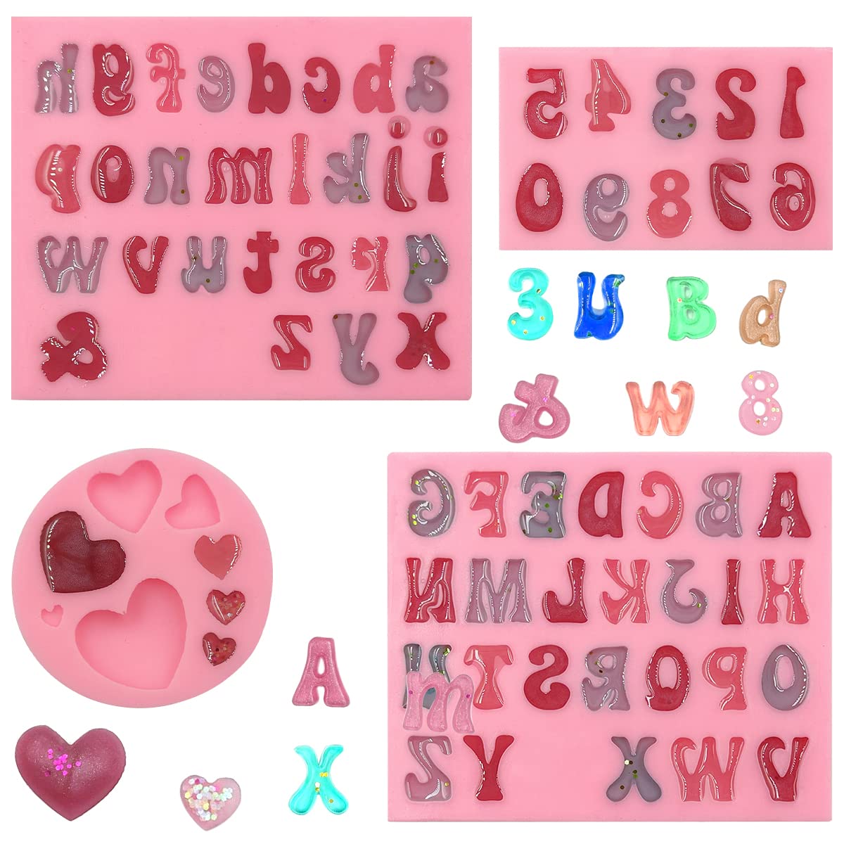 4 Stampi In Silicone Per Cioccolato E Biscotti - Lettere, Numeri E Cuori, Per Forno E Microonde - Foto 2