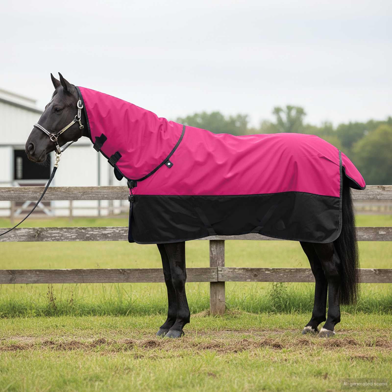 Manta para Caballo Rosa y Negro 165 cm Poliéster Rosa,42013156