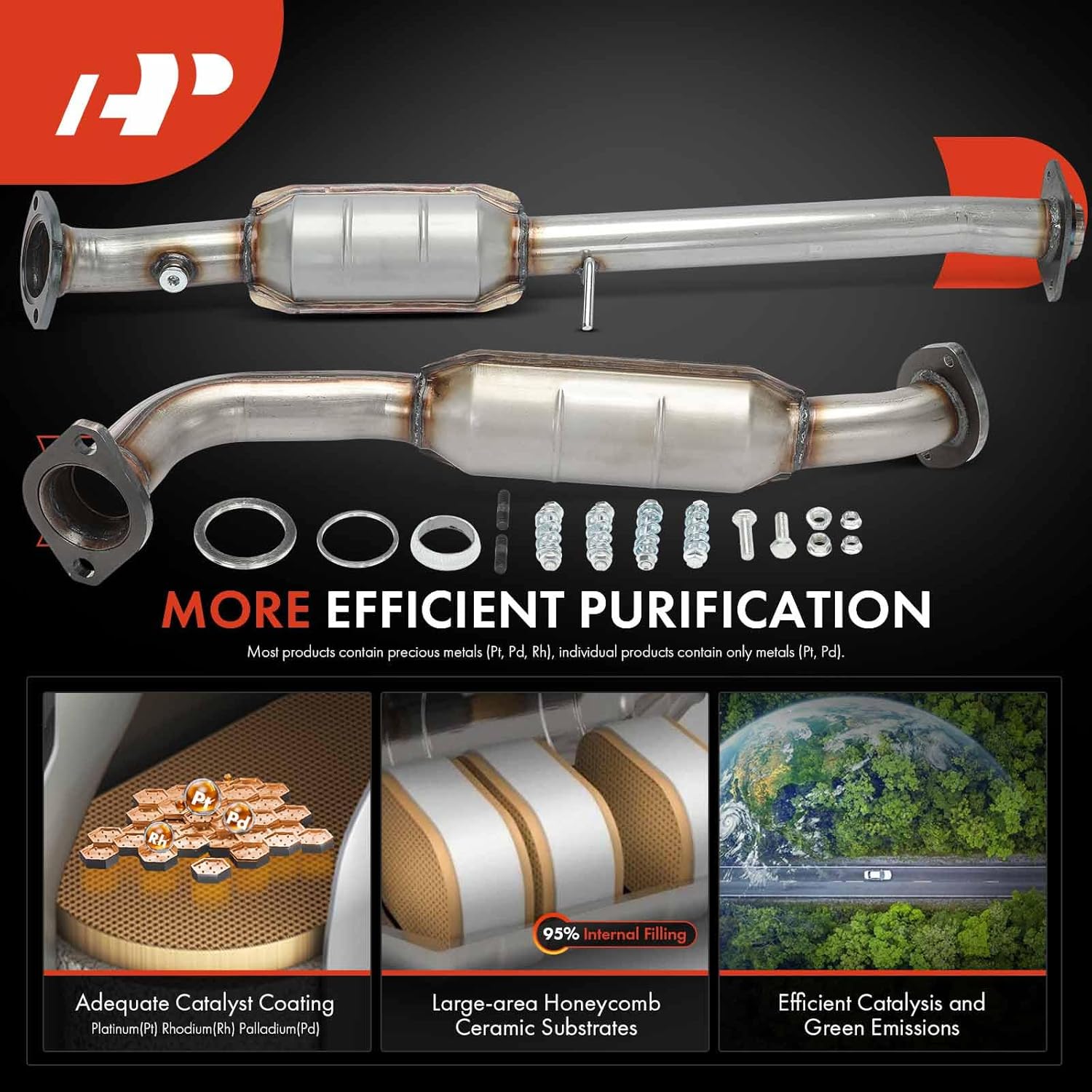 A-Premium Front & Rear 2-PC Catalytic Converter Kit Direct-Fit Compatible with Toyota Highlander 2014 2015 2016 2017 2018, 2.7L, E.P.A. Compliant