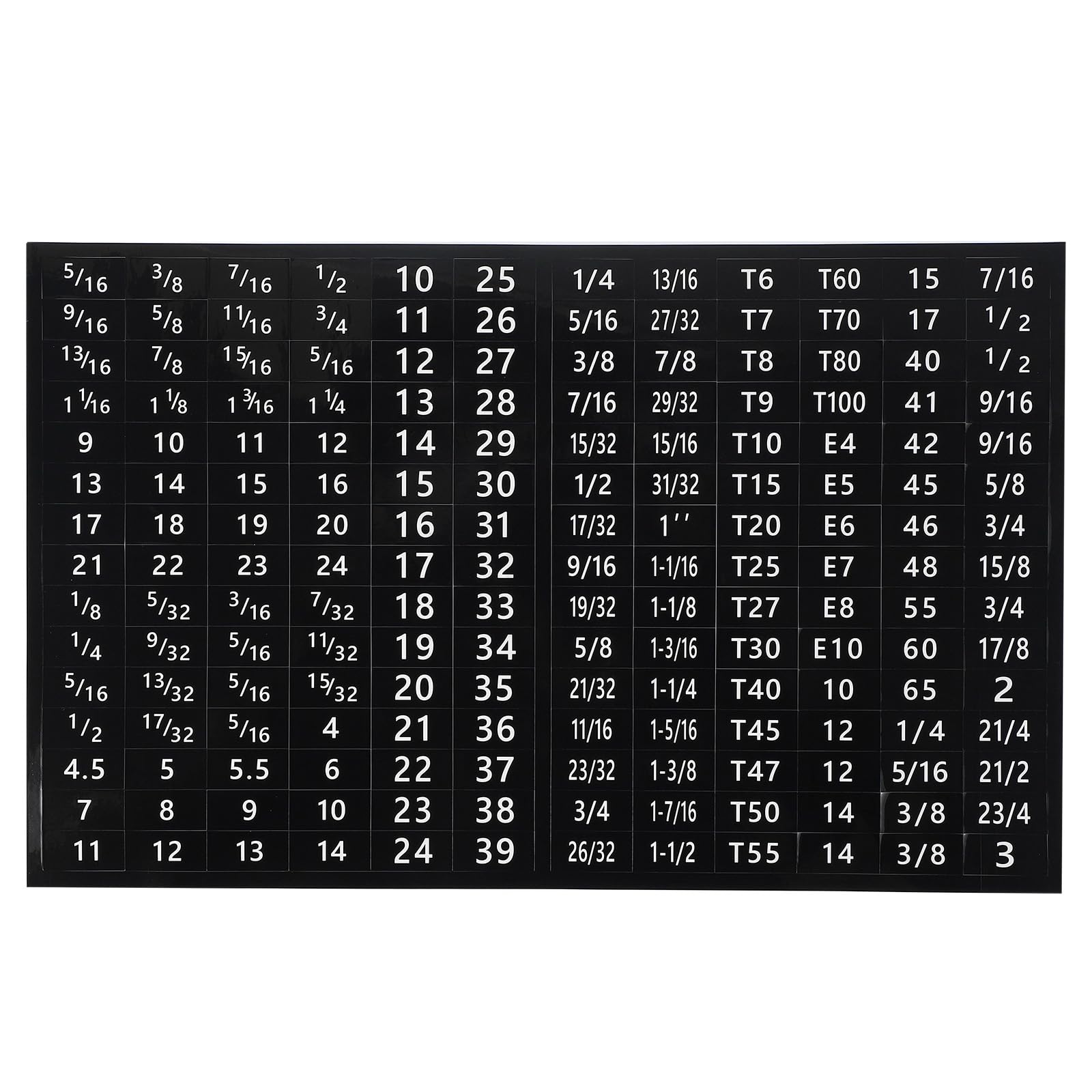 PATIKIL Tool Box Labels, 8 Sheets Toolbox Decals Wrench Socket Size Stickers for Socket Sets Tools Labeling Organization, Black (180 Stickers/Sheet)