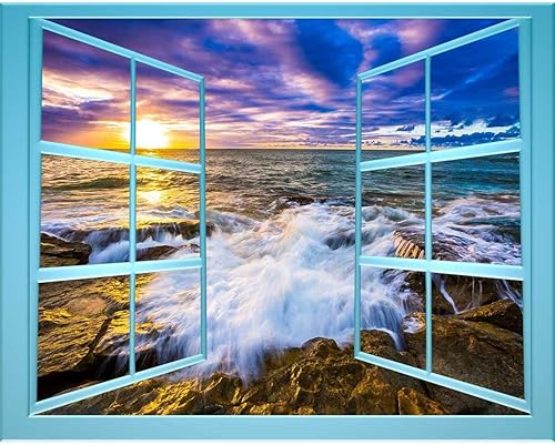 Miniatura 6 de Landscapes Sunset Night Scenery Pegatinas para Pared De Cuarto, plantillas de pared blancas para ventana para despegar y pegar, se adhiere a la