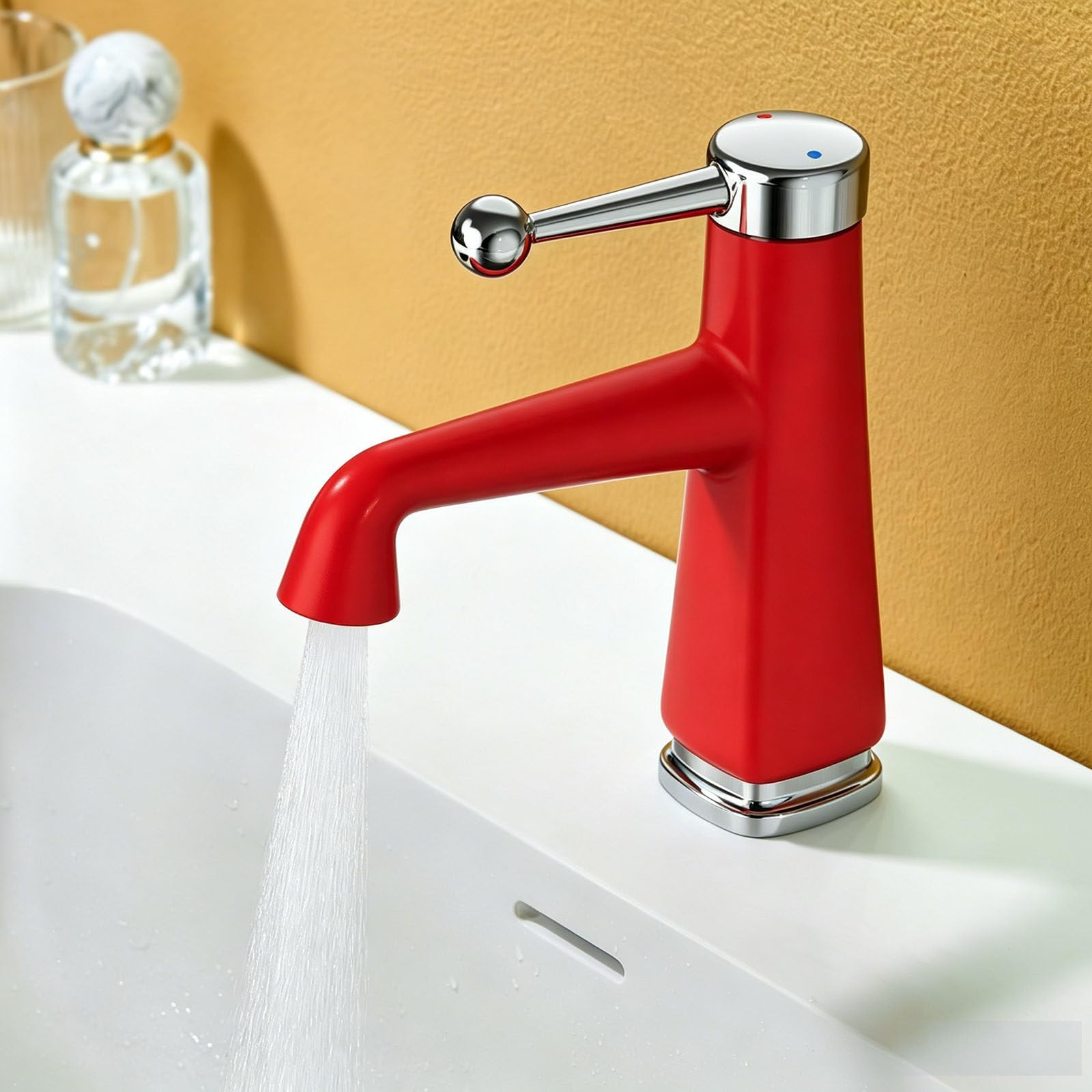 Grifo de Lavabo 1 Orificio, 2 Modos Grifo Mezclador para Lavabo de Baño Agua Fría y Caliente, Grifos para Lavabos de Baño Latón Macizo, Grifo Lavabo Cartucho Cerámico, Grifo de Baño