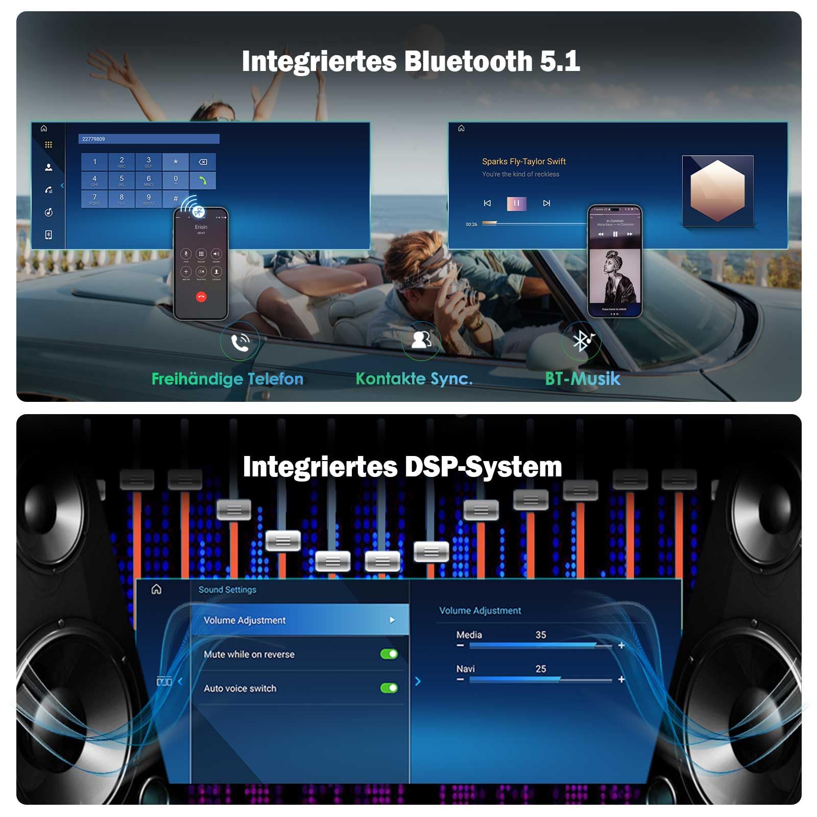 Erisin Android 16 12.3" Qualcomm 8-Kern 8GB+128GB Autoradio GPS Navi für BMW X5 E70 BMW X6 E71 CIC Unterstützt IPS OEM iDrive CanBus Bluetooth 5.1 kabelloses CarPlay Android Auto DAB+USB WiFi DSP DVR