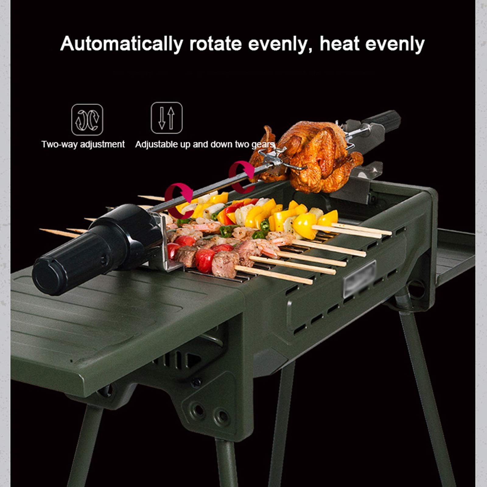 Barbecue Griglia Griglia a carbone pieghevole portatile Griglia all'aperto Bbq Grill Grande Superficie di cottura con forcella Forchetta e padella inferiore antiaderente per patio da picnic all'aperto