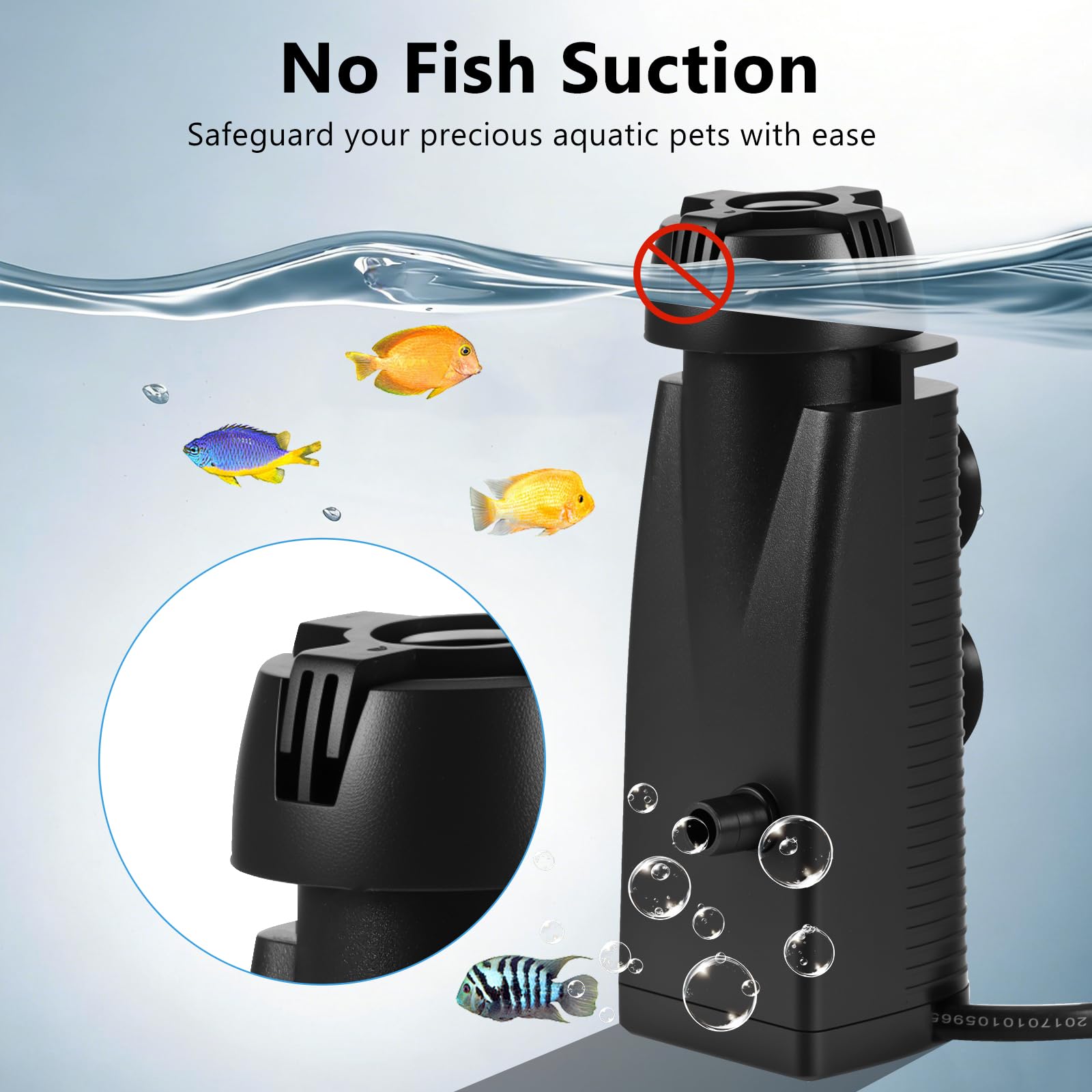 300 L/H 3 W Aquarium Skimmer para acuarios, peceras de superficie, filtro de acuario con esponja orgánica y ventosas, skimmer superficial, eliminador de película de aceite, adecuado para agua — view 3