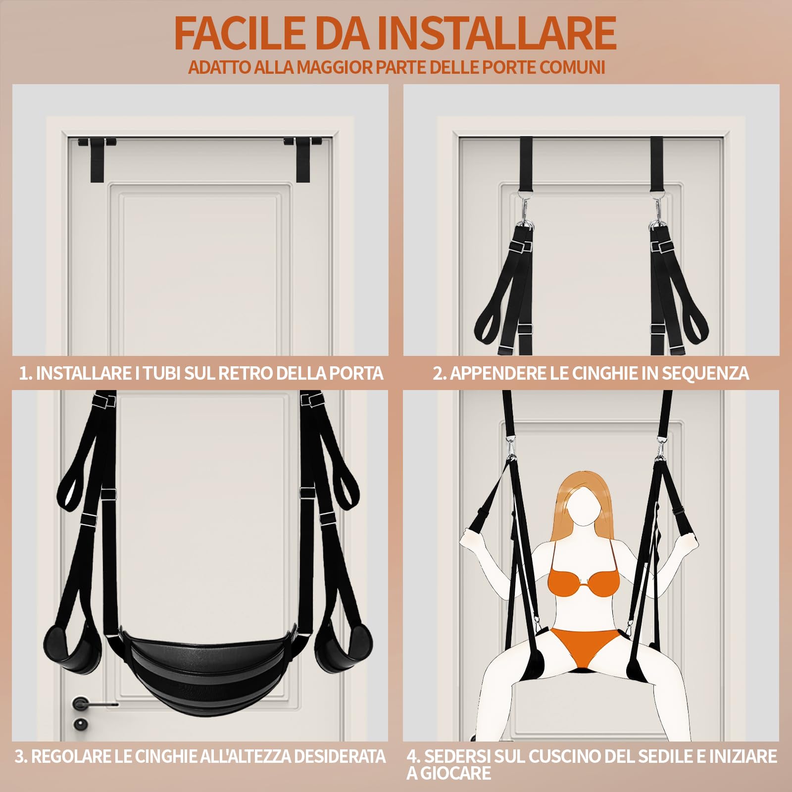 Manette per Coppia Manette Sexishop Manette Sexyshop Sexytoysys Donna Coppia Giochi per Coppie Giochi Erotitici Sexy per Coppie Altalena Sospesa Regolabile Pelle Nere