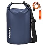HEETA Waterproof Dry Bag for Women Men (Upgraded Version), Roll Top Lightweight Dry Storage Bag Backpack with Emergency Whistle for Travel, Swimming, Boating, Kayaking, Camping, Beach (Dark Blue, 5L)