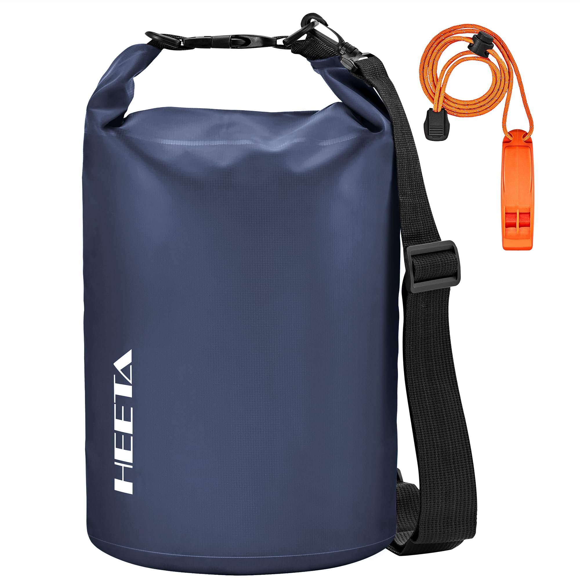 HEETA Waterproof Dry Bag for Women Men (Upgraded Version), Roll Top Lightweight Dry Storage Bag Backpack with Emergency Whistle for Travel, Swimming, Boating, Kayaking, Camping, Beach (Dark Blue, 20L)