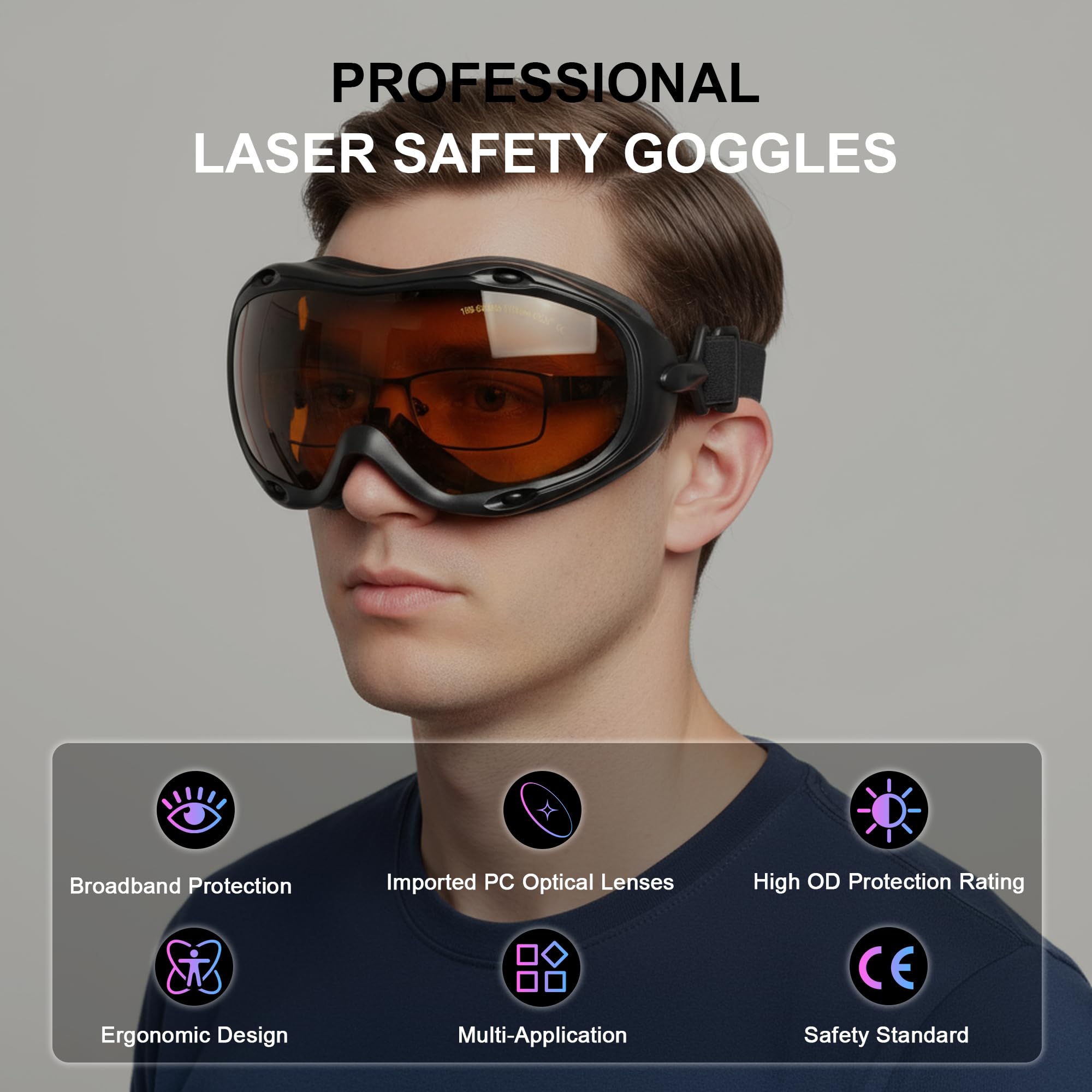 MCWlaser bezpieczne okulary ochronne do okularów ochronnych 190-540 i 800-1700nm typowe dla 355 nm 405 nm 445 nm 450 nm 473 nm 520 nm 532 nm 808 nm 980 nm 1064 nm typ absorpcji EP-1 Styl 1