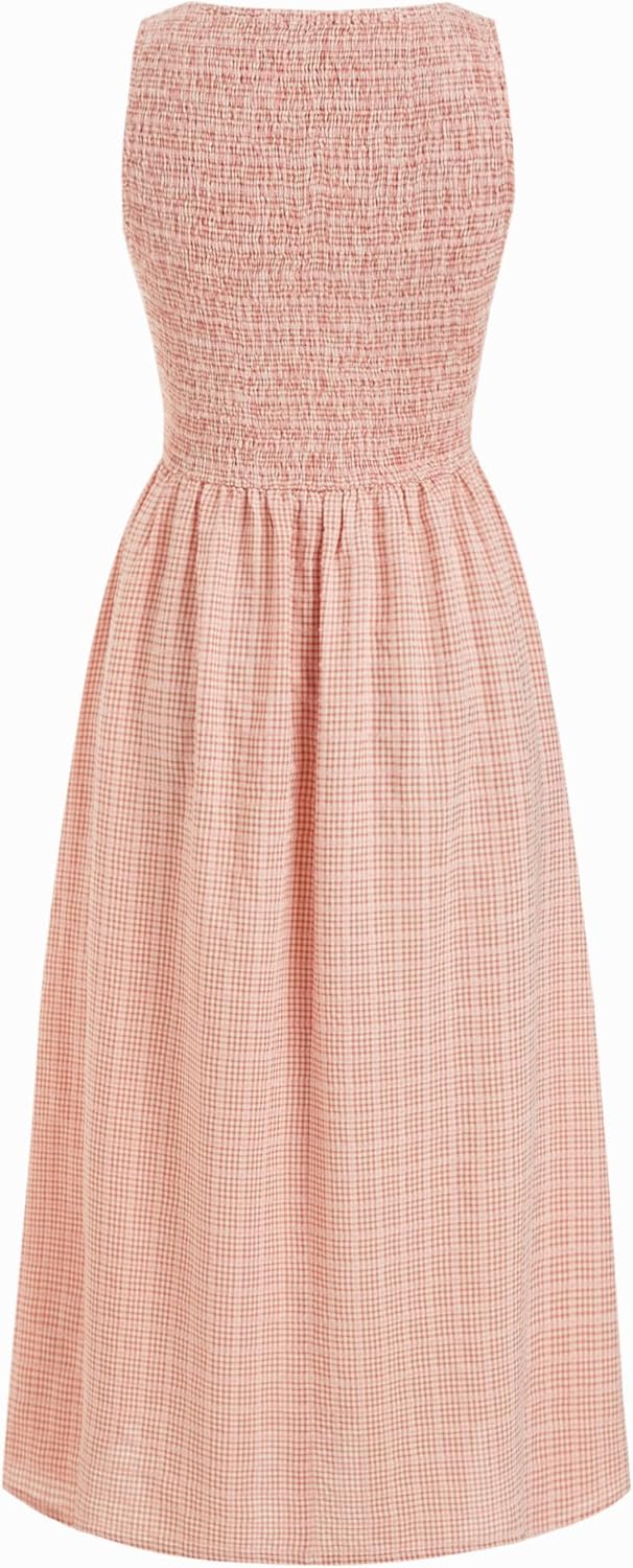 CIDER Summer Midi Dress for Women Sundress Casual Sleeveless Boat Neck Long Milkmaid Dress Beach Vacation Outfits - Image 5