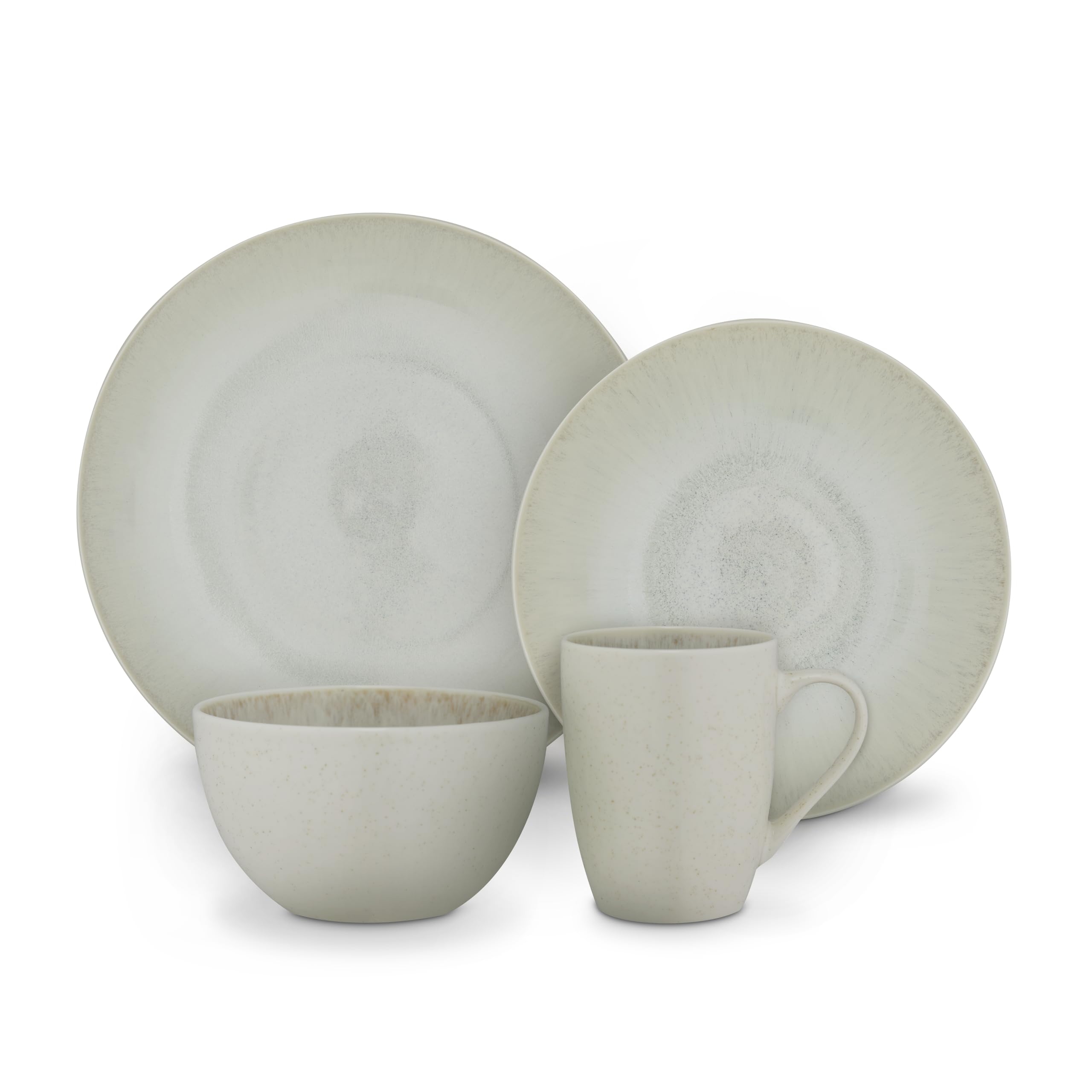 Barbary & Oak 16 Piece Dinner Set With Reactive Glaze Finish, Seashell