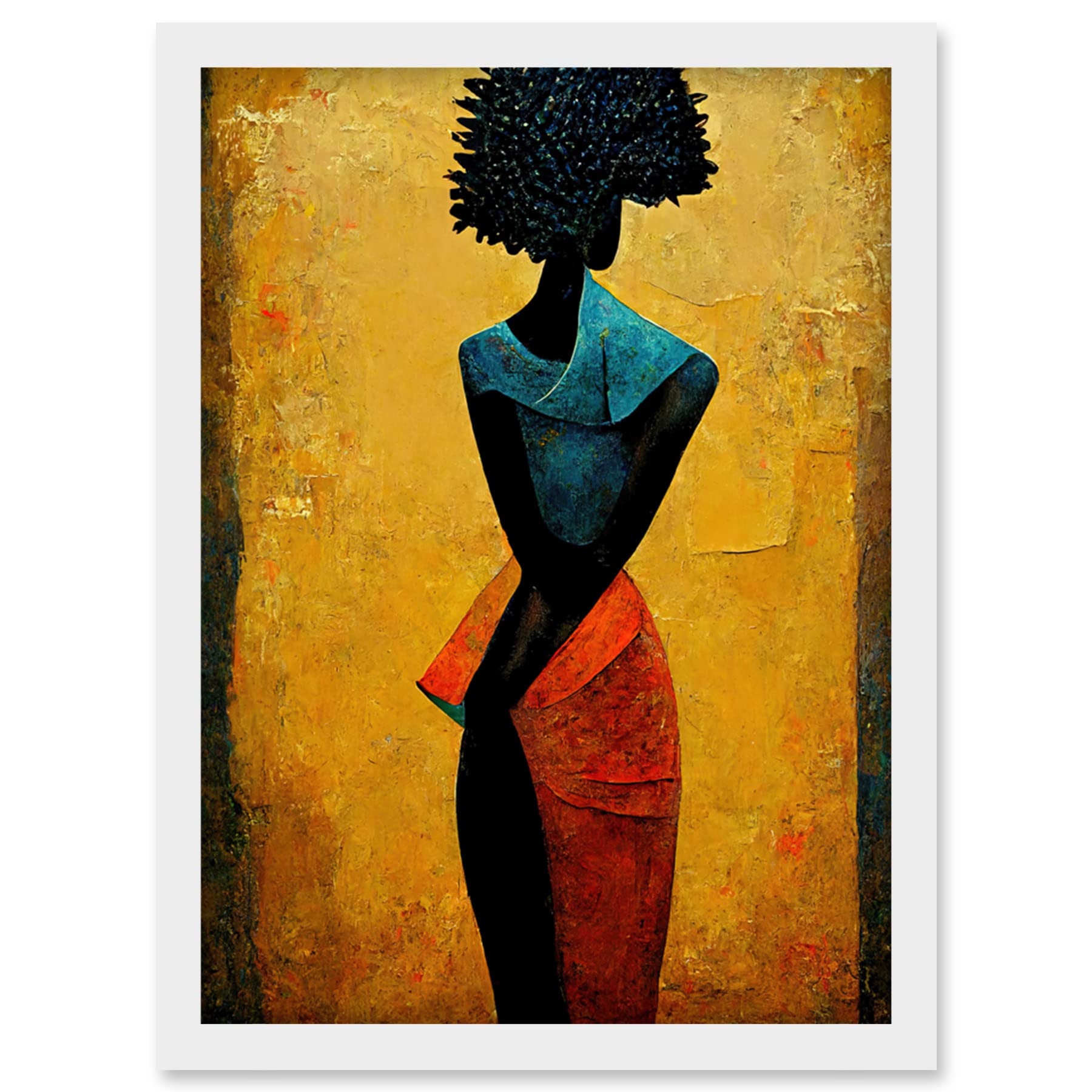 Doppelganger33 LTD Abstract Oil African Woman Artwork Framed Wall Art Print A4