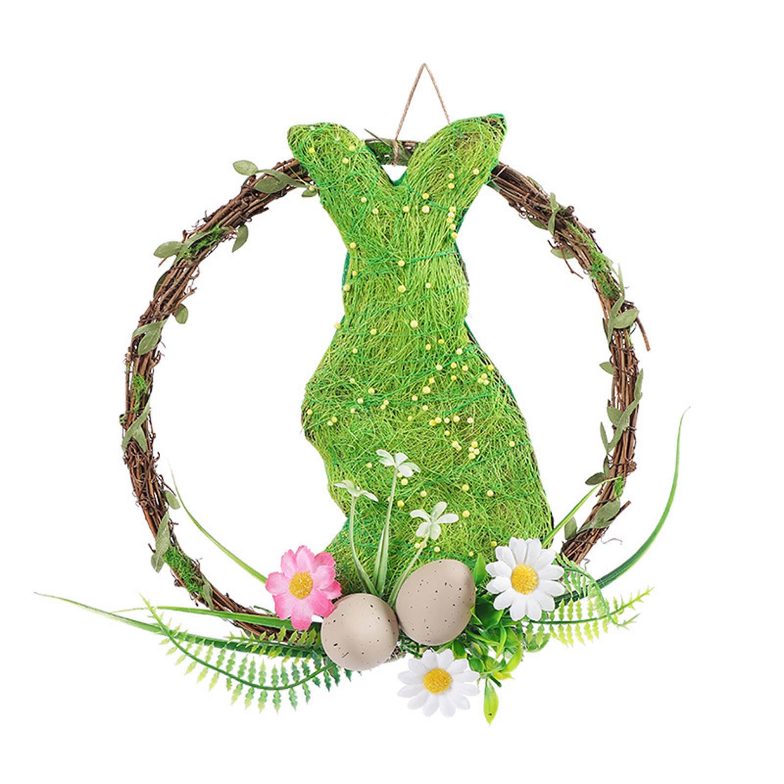 ZEPFJHE Wreath Ornament Green Easter Decors Wall Hanging Pendant Garland Decorations Party Supplies