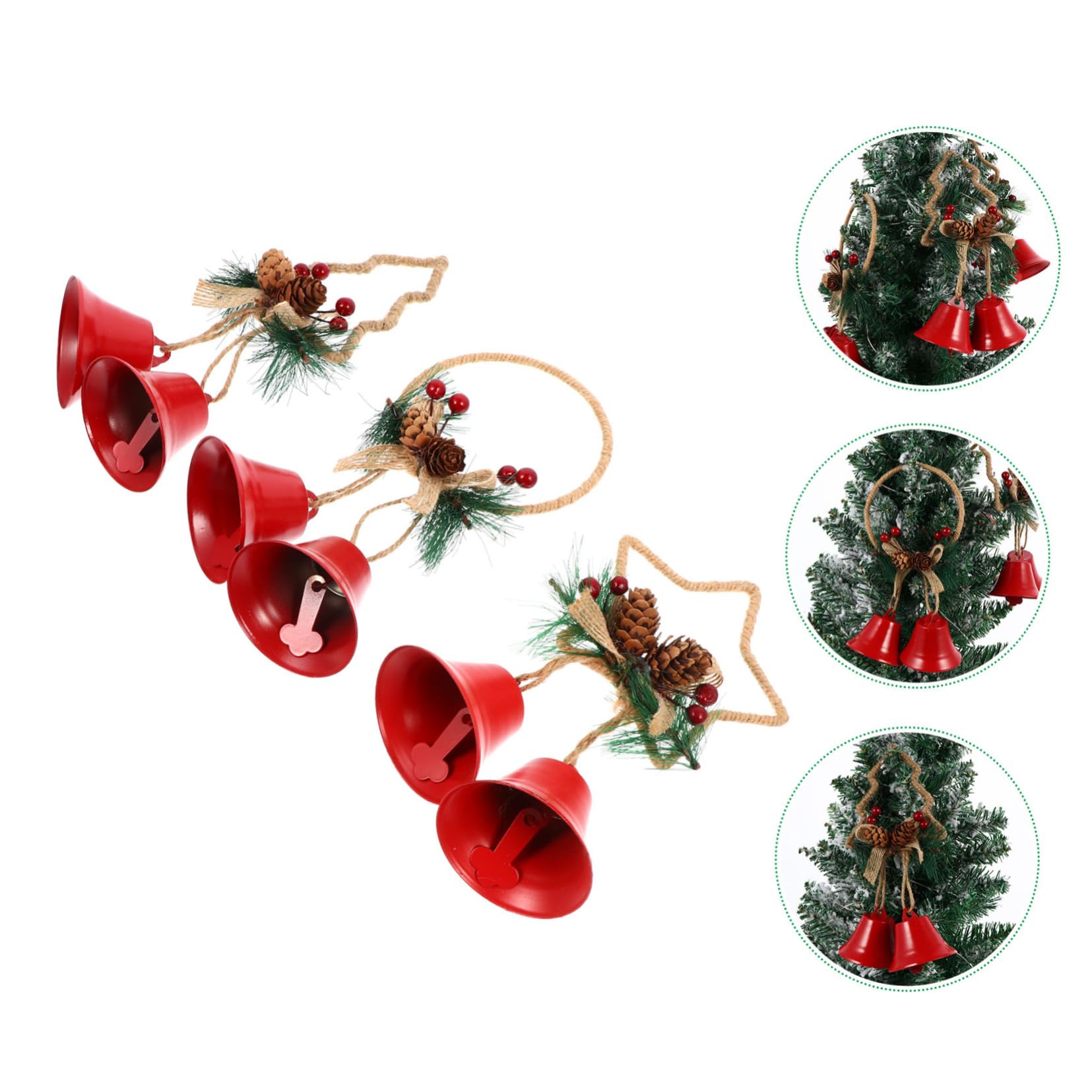 Zerodeko 2 Set Di Campanelle Per Lalbero Di Natale Pendenti A Forma Di Campanella Di Natale Decorazioni Uniche Da Appendere Per Case Camere Da Letto E Soggiorni 3 Pezzi * 2