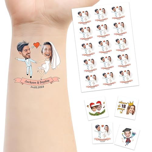 Miniatura 8 de Tatuaje temporal personalizado para adultos, mujeres y hombres con foto, tatuajes faciales falsos personalizados, nombre, texto, logotipo, regalo de