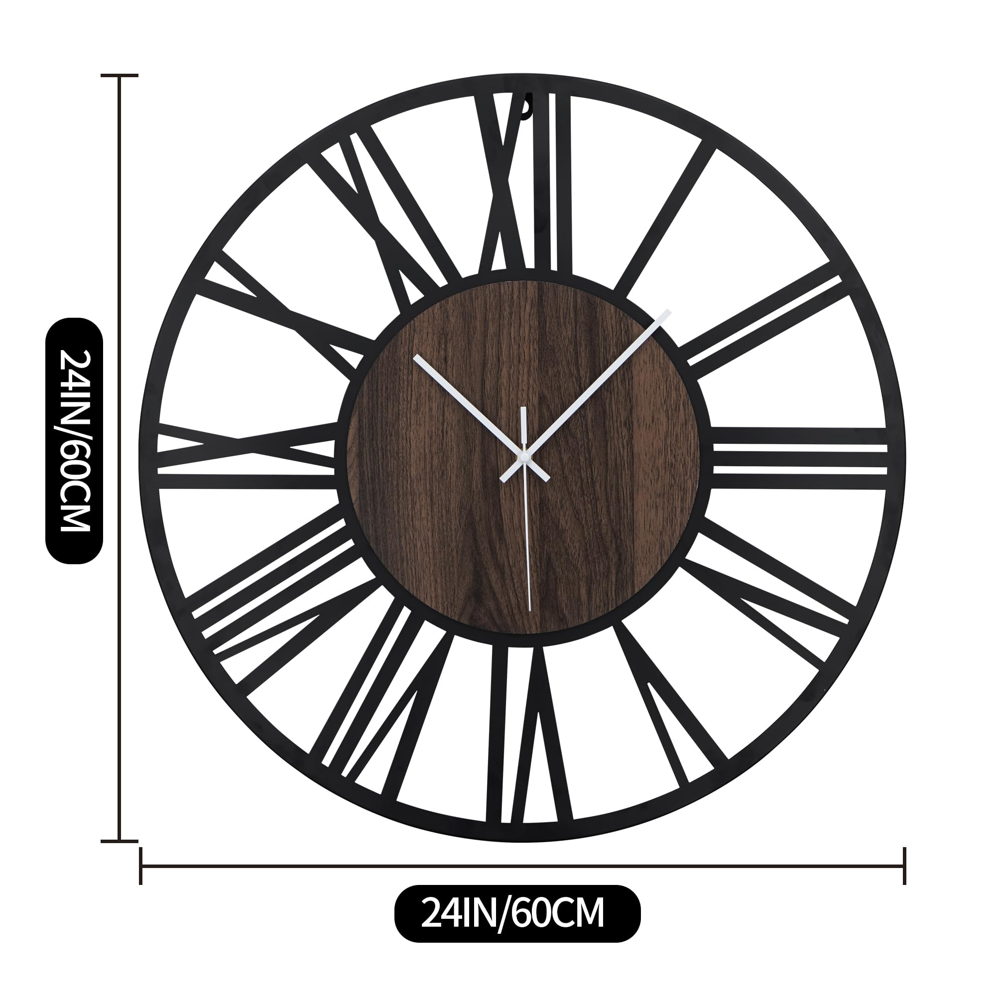 HAITANG Grandi orologi da parete per soggiorno, silenziosi, senza ticchettio, funzionamento a batteria, oversize vintage, rotondo, moderno, in legno, per camera da letto, fattoria, ufficio,