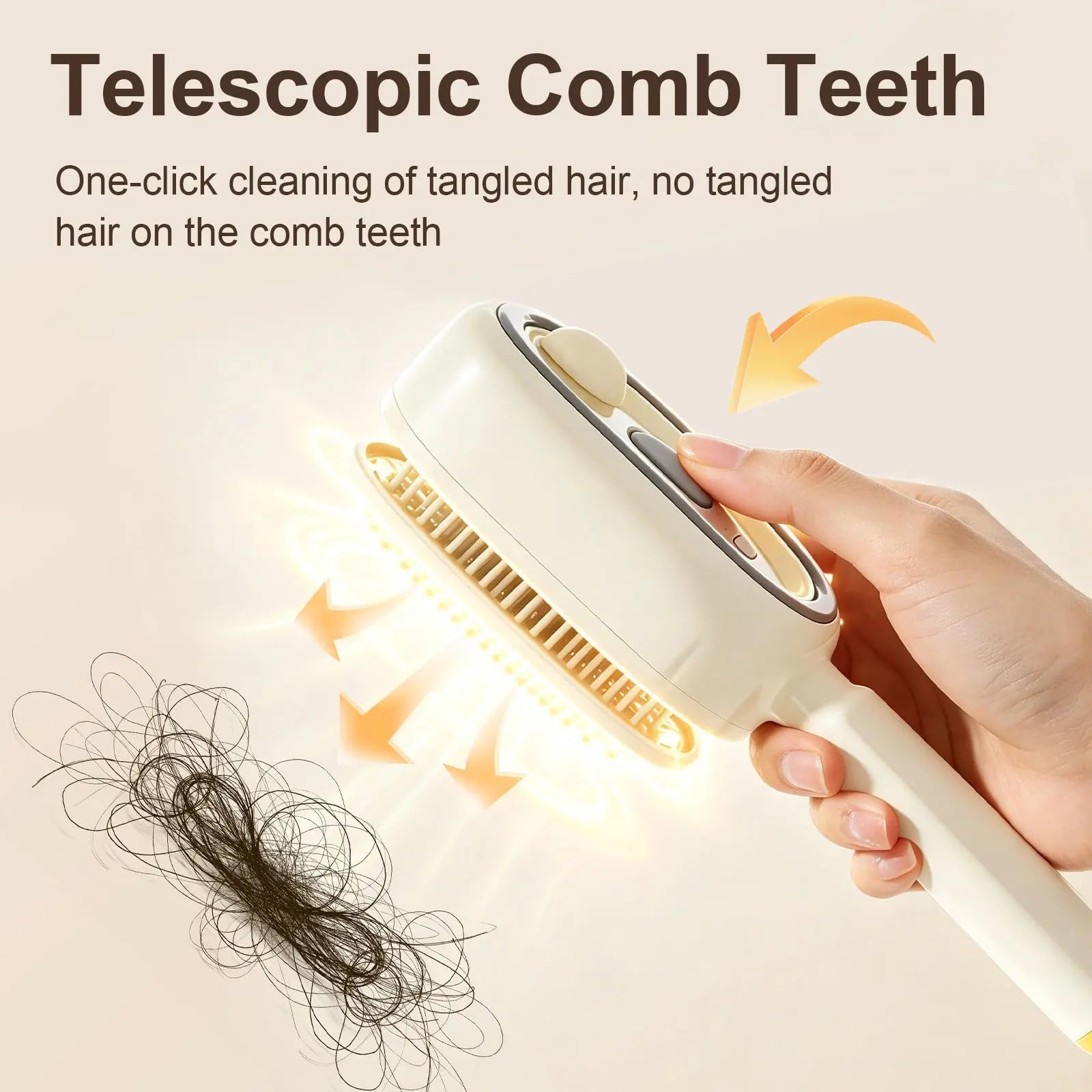 Brosse à cheveux électrique massante avec coussin d'air et brumisateur, 2 en 1, démêlante et brumisatrice avec poils rétractables, utilisable sur cheveux secs ou mouillés (White,1)