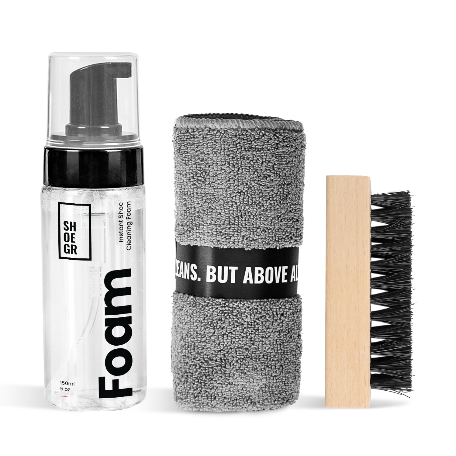 SHOEGR Sports Shoe Cleaning Kit with Microfiber Towel, 150ml Shoe Cleaning Foam Spray, 1 All Purpose Brush | Suitable for White Shoes | Ideal for Nubuck, Canvas, Knit, Mesh, Trainers & Sports Shoes (B0D8BQQ55V) Amazon Price History, Amazon Price Tracker
