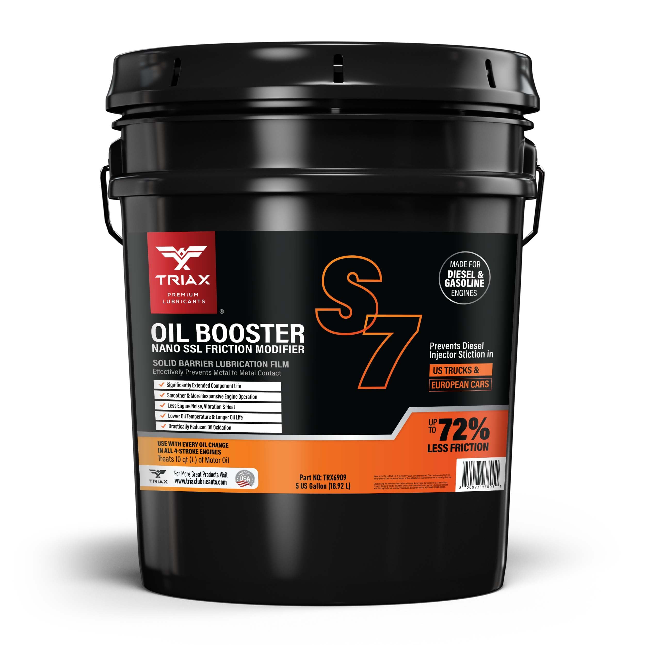TRIAX S7 Nano Friction Modifier for Diesel and Gasoline Engines - 100% Synthetic - Esters Based (5 Gallon)
