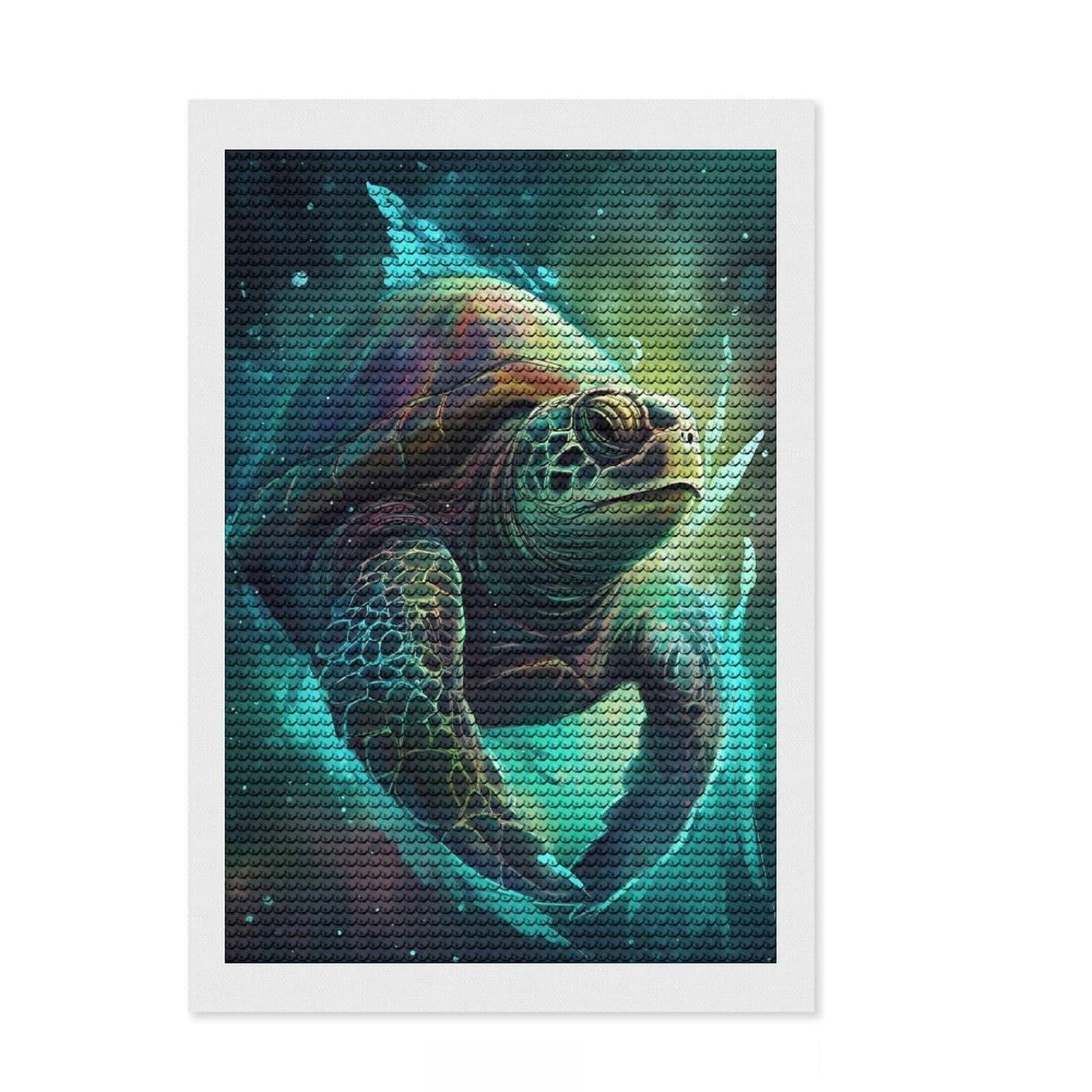 Junmoney Turtle Supernaturalism Diamond Art Kit 8"x12", for Craft Lovers, Satisfying Creative Project, Birthday Gift, Home Wall Decor