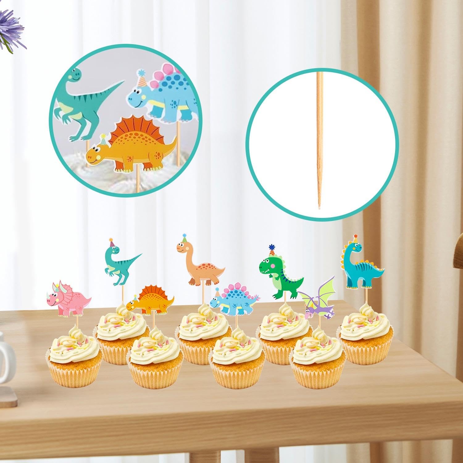FFDHWU 48 Pieces Of Dinosaur Cake Inserts, Creative Cartoon Cake Inserts, Cute Cake Inserts, Interesting Cake Decorations, Cake Accessories - Image 3