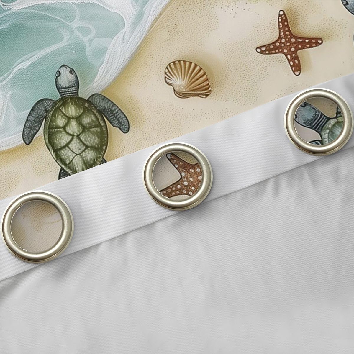 Homemissing Tende oscuranti con tartaruga marina tende oscuranti con sabbia costiera per la decorazione della camera da letto stelle marine spiaggia tonalità termoisolanti trattamenti per finestre con