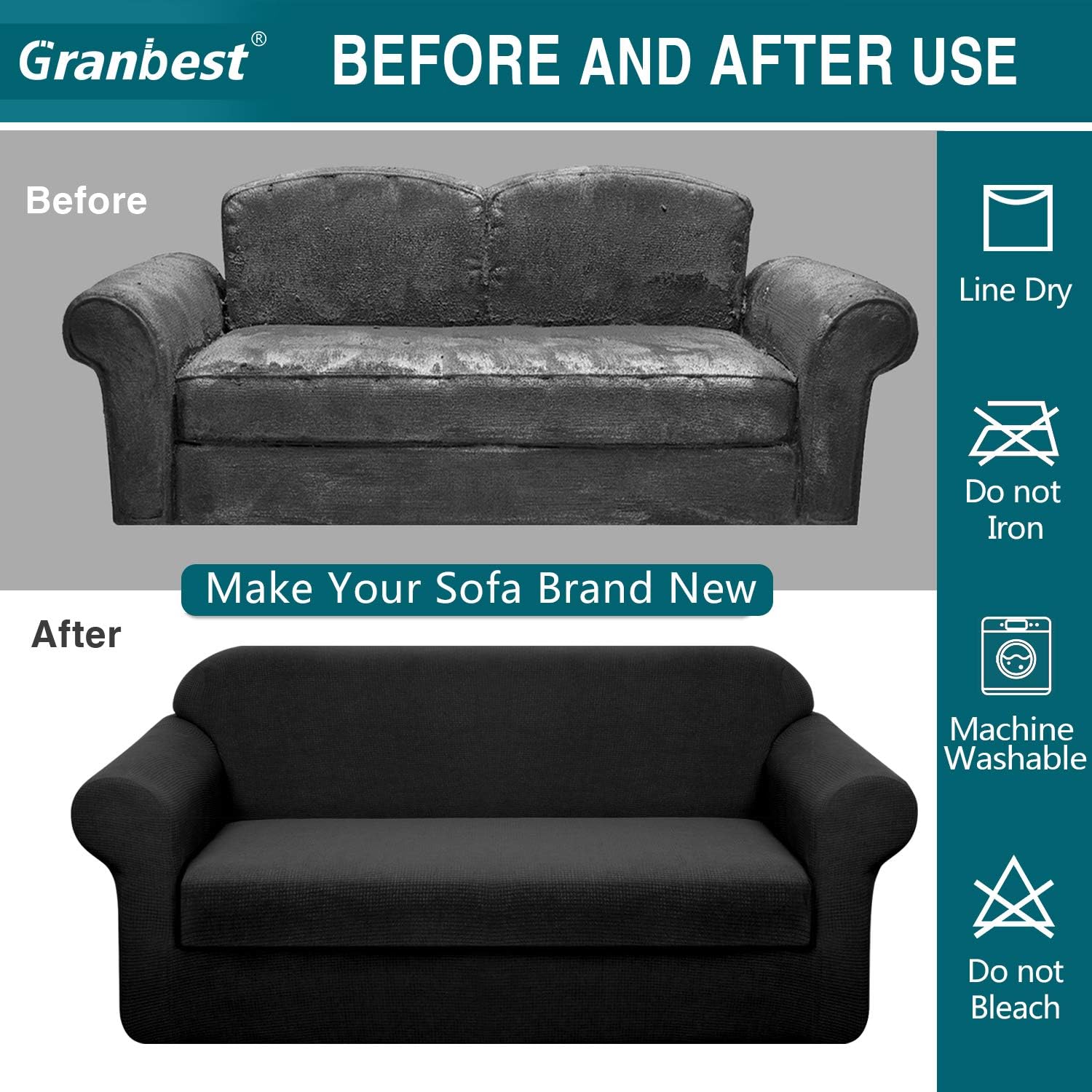 Free Shipping Offer Granbest Stretch Sofa Slipcovers 3 Cushion Couch Covers Water-Repellent Pet Furniture Covers Dog Couch Protectors (Navy Blue, XLarge-2 Pieces) Buy 1 get 1 Granbest Stretch Sofa Slipcovers 3 Cushion Couch Covers Water-Repellent Pet Furniture Covers Dog Couch Protectors (Navy Blue, XLarge-2 Pieces)