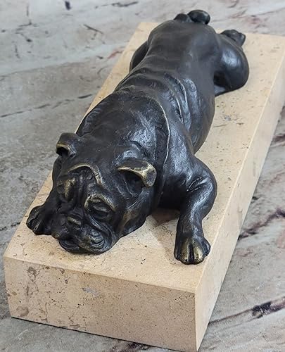 Estatua de bronce de Bulldog Inglés montada sobre una base de mármol, regalo de arte original por Think Bronze Decorative Art