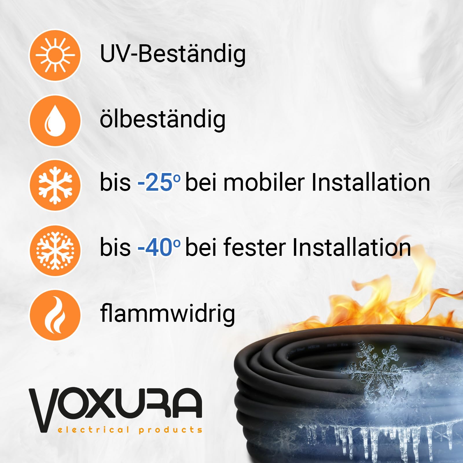 Voxura H07RN-F 3x2,5 mm² 25 Meter Gummileitung flexibel mit Schutzleiter 3G2,5 UV-resistent ölbeständig